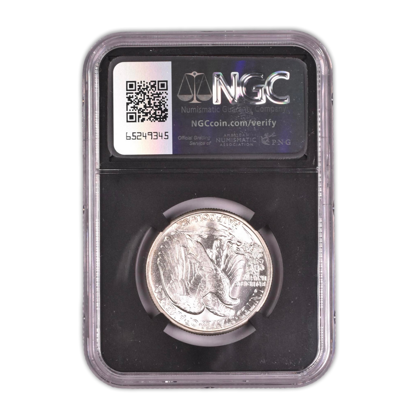 1942 Walking Liberty Silver Half Dollar - First Ever Relic Label - NGC MS64 Black Core - CoinsTV