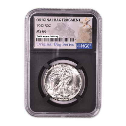 1942 Walking Liberty Silver Half Dollar - First Ever Relic Label - NGC MS66 Black Core - CoinsTV