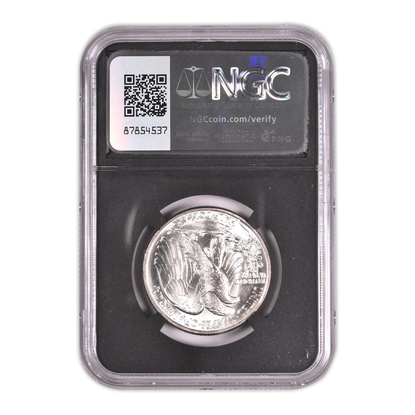 1942 Walking Liberty Silver Half Dollar - First Ever Relic Label - NGC MS66 Black Core - CoinsTV