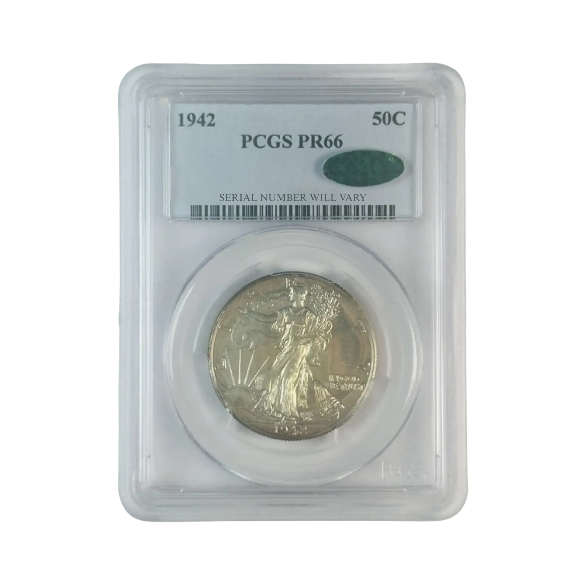 1942 Walking Liberty Silver Half Dollar - PCGS PR66 CAC - CoinsTV