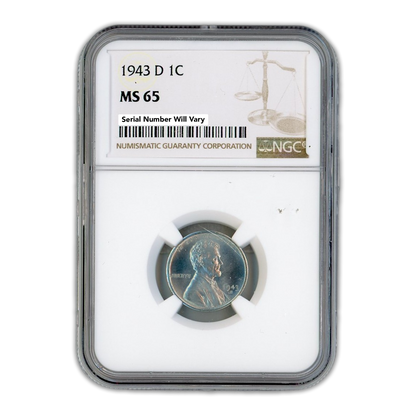 1943 D Lincoln Steel Cent - NGC MS65