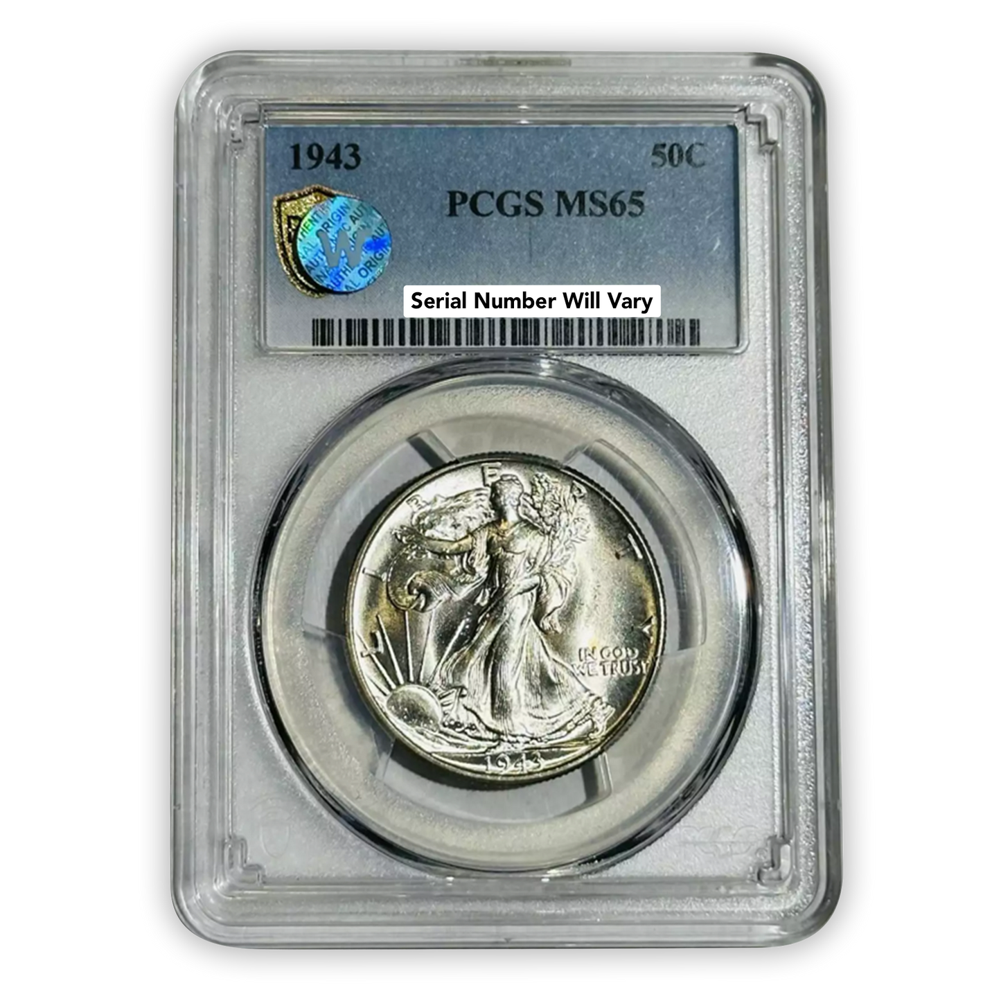 1943 P Walking Liberty Silver Half Dollar - PCGS MS65 Sight White - CoinsTV