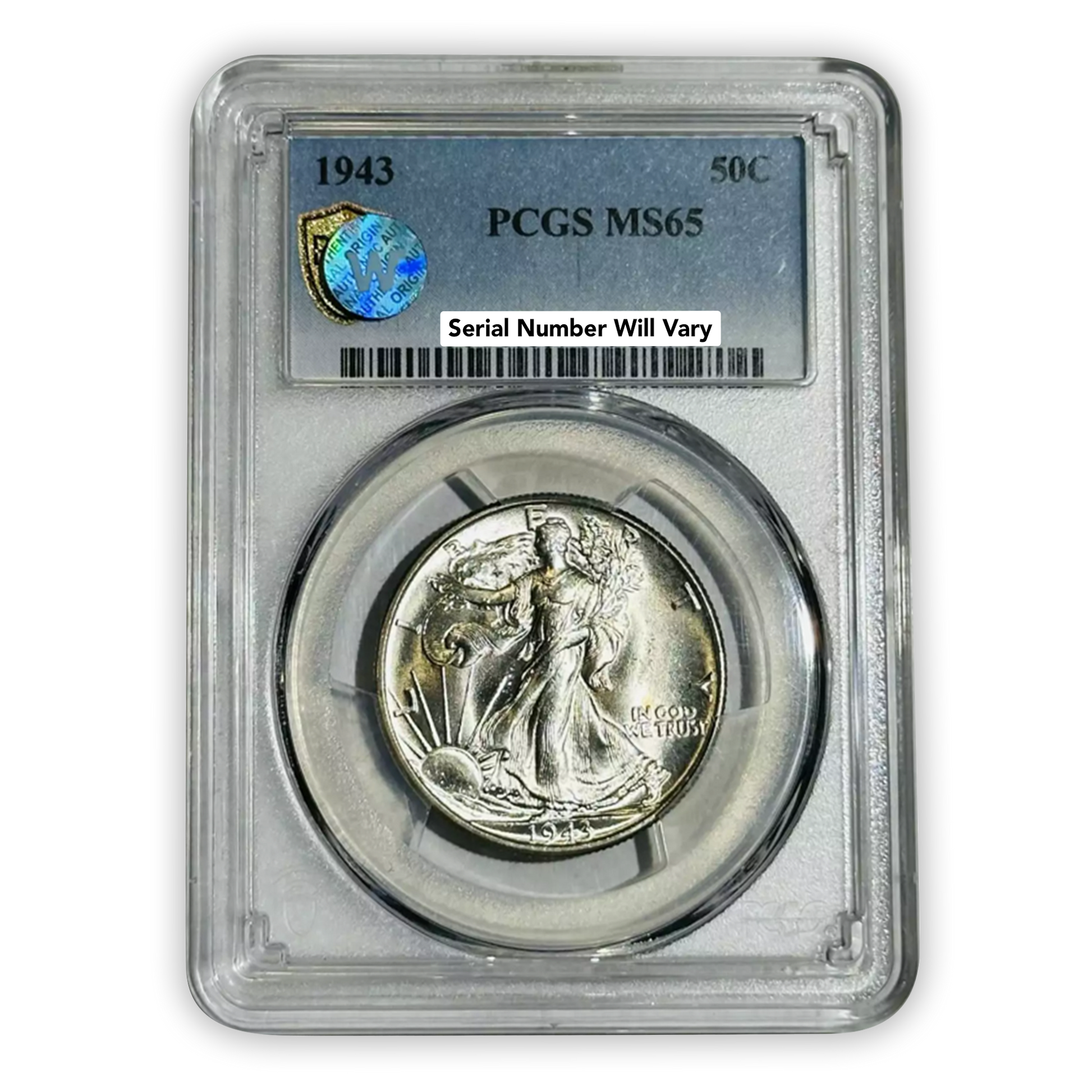1943 P Walking Liberty Silver Half Dollar - PCGS MS65 Sight White - CoinsTV
