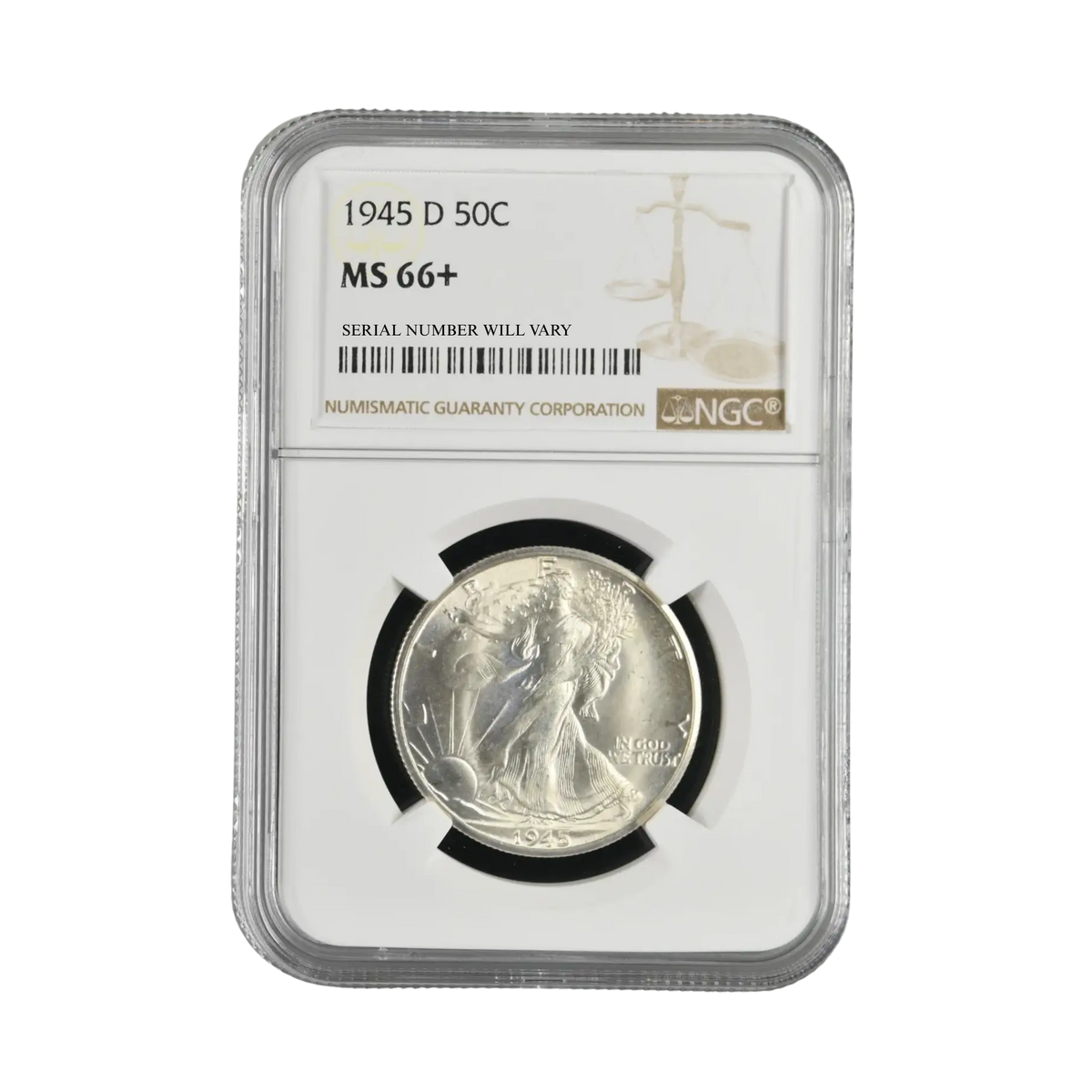 1945-D Walking Liberty Silver Half Dollar - NGC MS66+