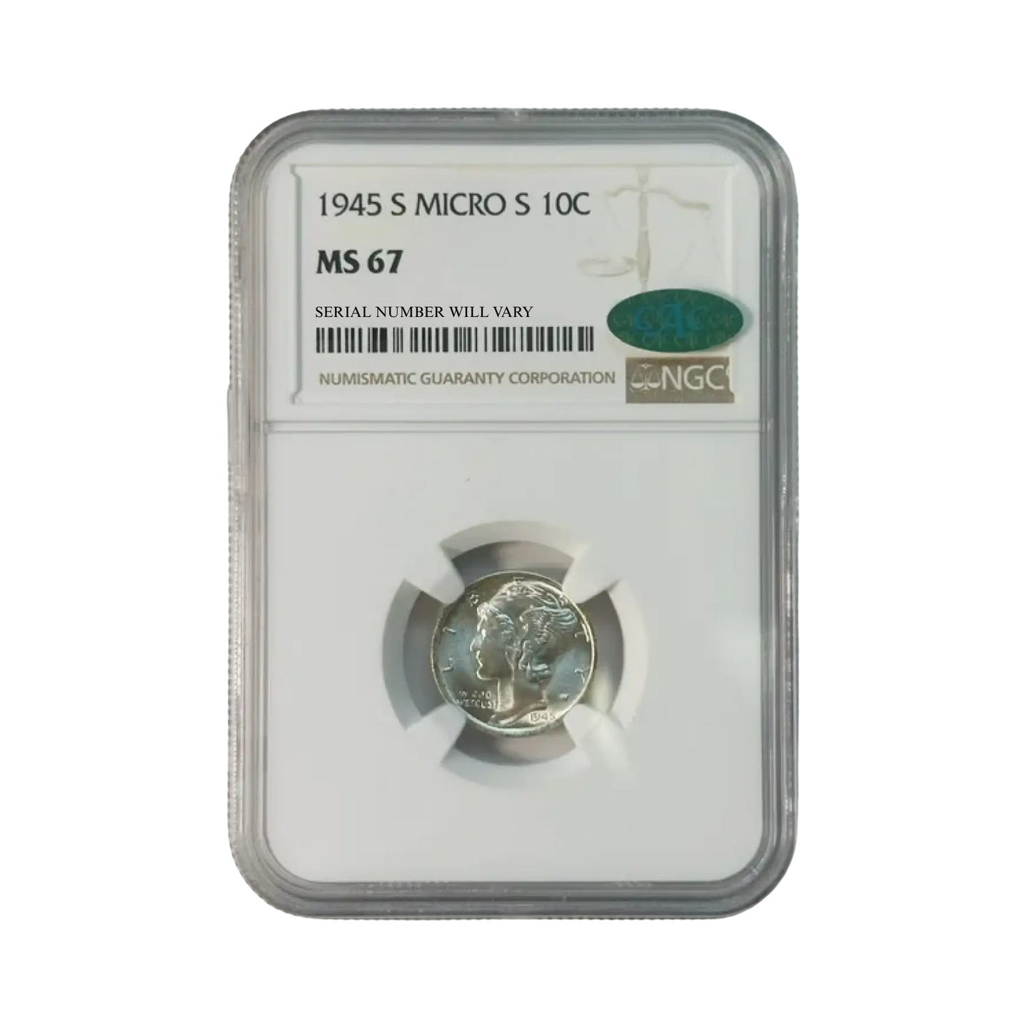 1945-S Mercury Dime - NGC MS67 Micro S CAC