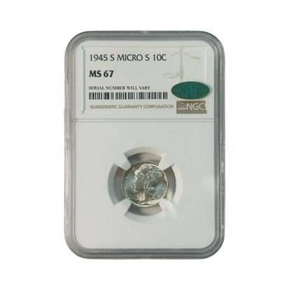 1945-S Mercury Dime - NGC MS67 Micro S CAC