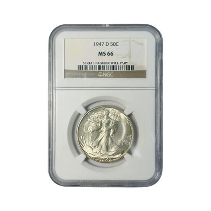 1947-D Walking Liberty Silver Half Dollar - NGC MS66