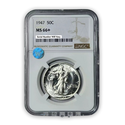 1947 Walking Liberty Silver Half Dollar - NGC MS66+ Sight White - CoinsTV