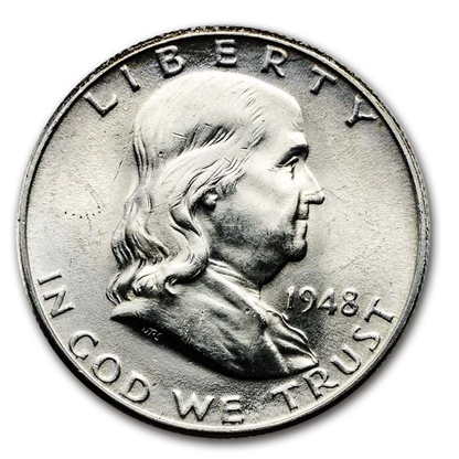 1948 Franklin 90% Silver Half Dollar Denver - Uncirculated - CoinsTV