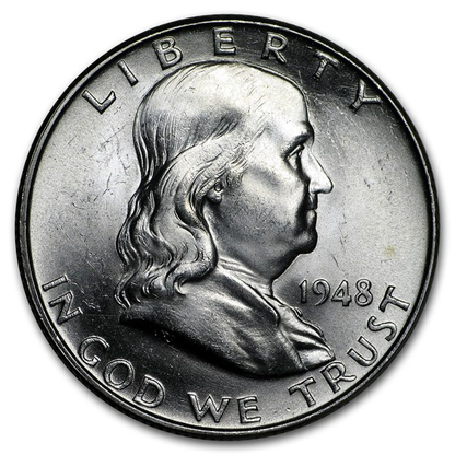 1948 Franklin 90% Silver Half Dollar Philadelphia - Uncirculated - CoinsTV