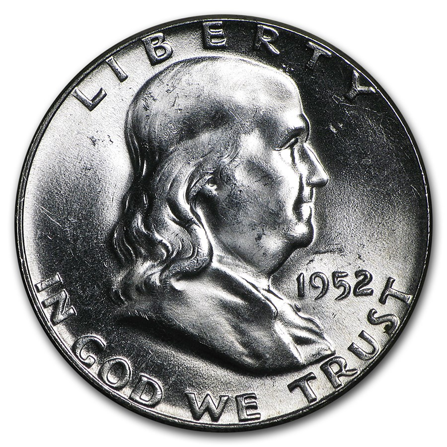 1952 Franklin 90% Silver Half Dollar Philadelphia - Uncirculated - CoinsTV