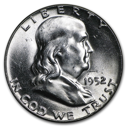 1952 Franklin 90% Silver Half Dollar Philadelphia - Uncirculated - CoinsTV