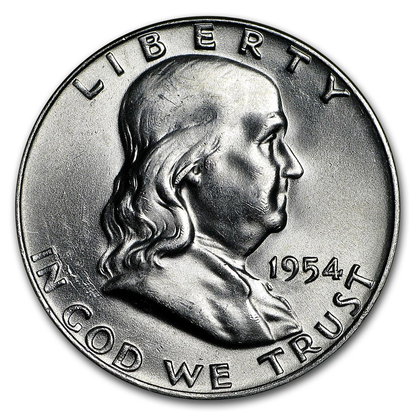 1954 Franklin 90% Silver Half Dollar Denver - Uncirculated - CoinsTV