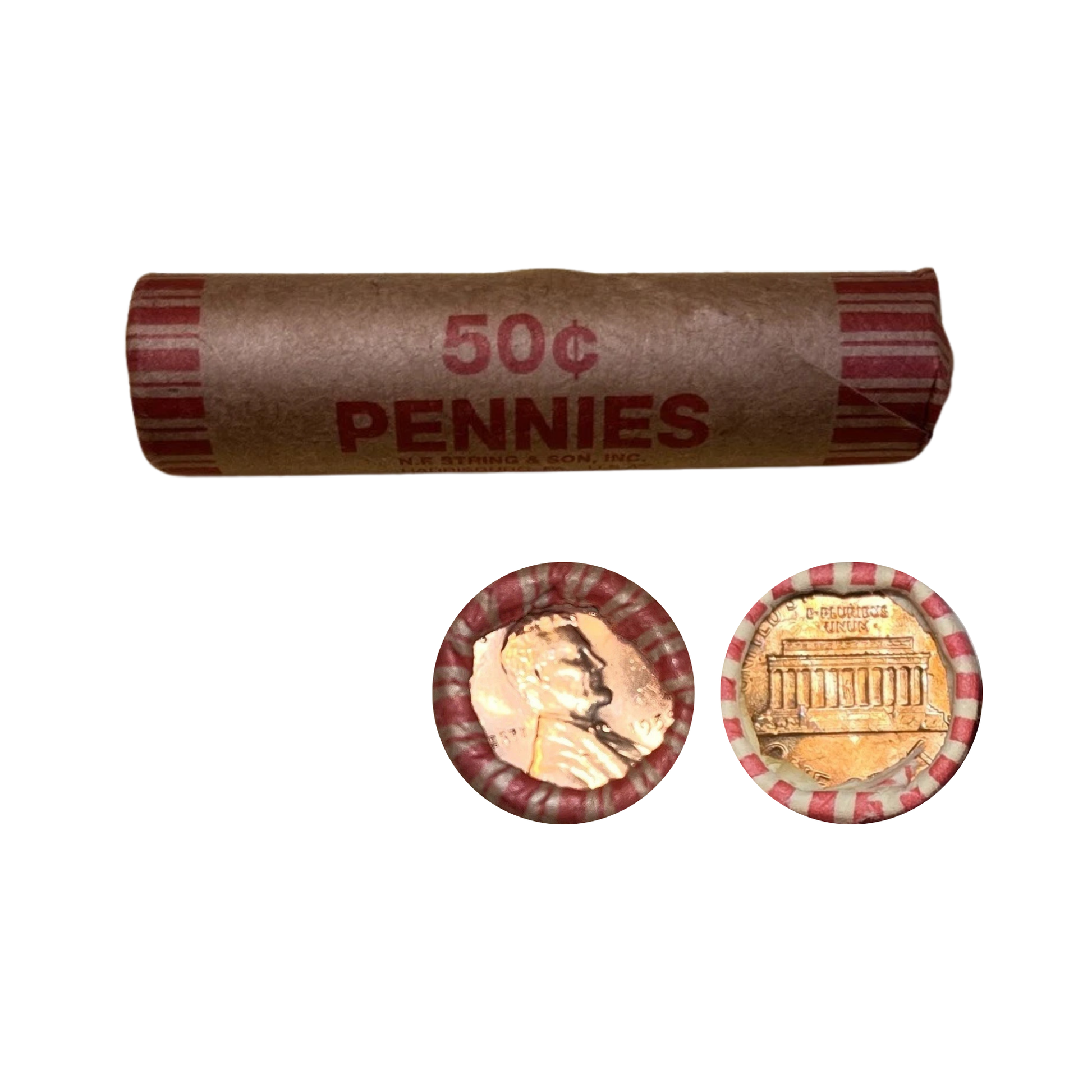1959-P Lincoln Memorial Cent Uncirculated - Original Bank-Wrapped Roll - CoinsTV