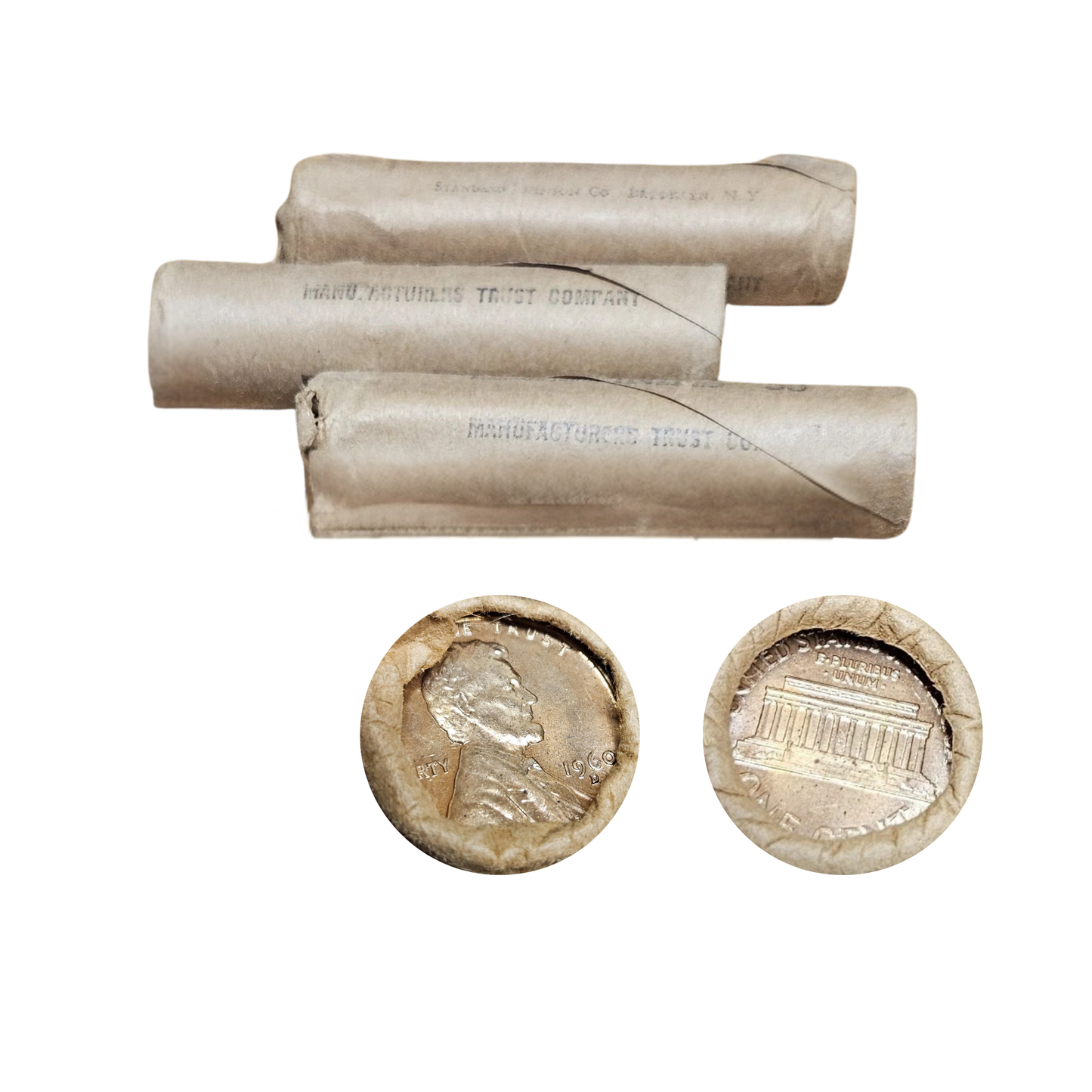 1960-D Lincoln Cent Uncirculated - Original Bank Wrapped Roll - CoinsTV