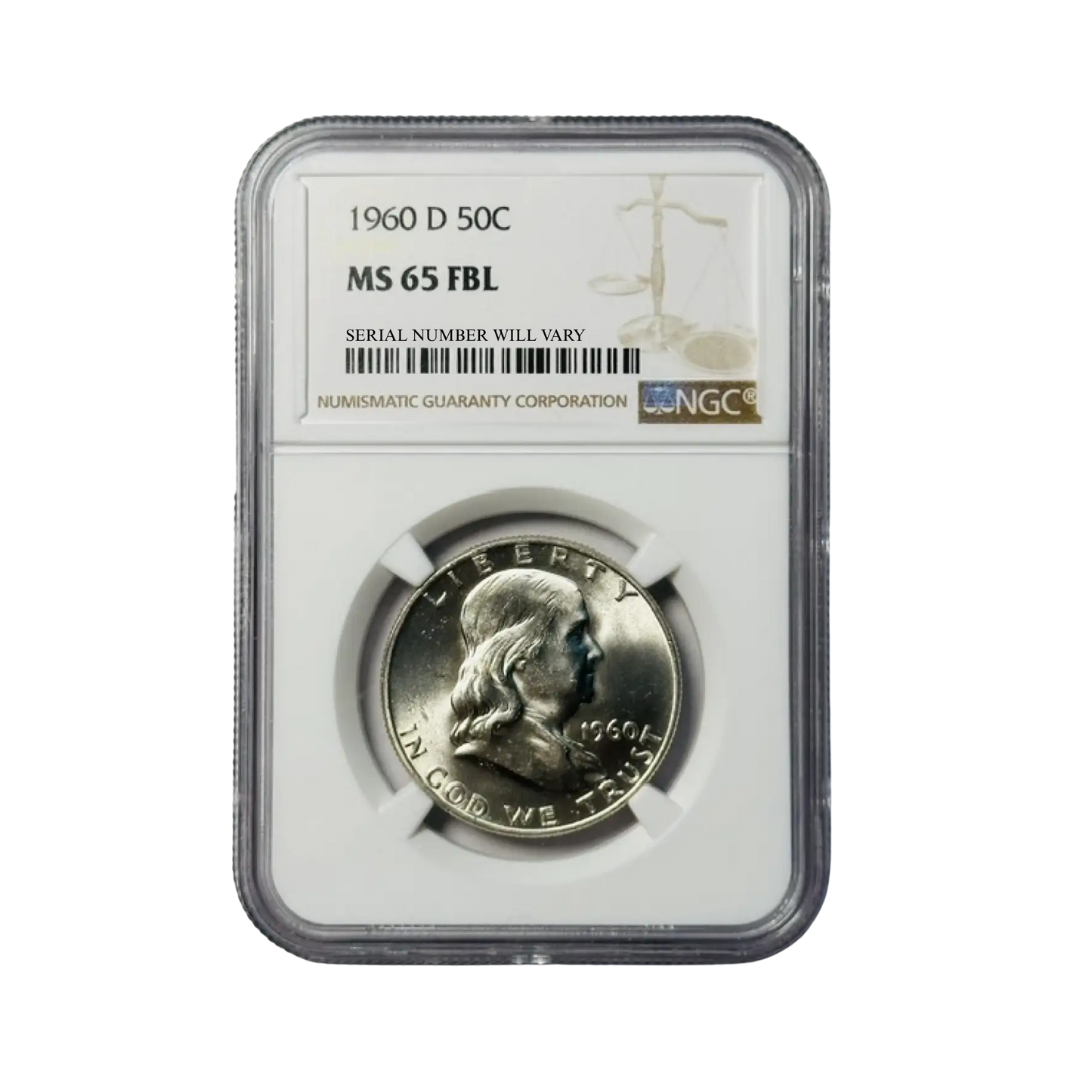 1960-D Franklin Silver Half Dollar - NGC MS65 FBL