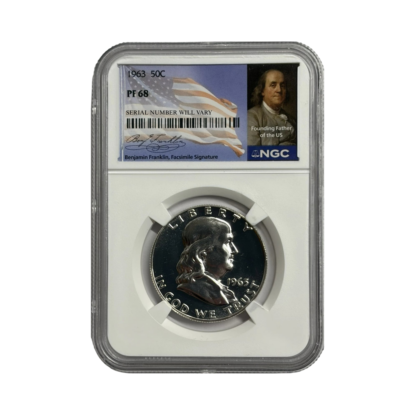 1963 Franklin Silver Half Dollar - NGC PF68 Franklin Label