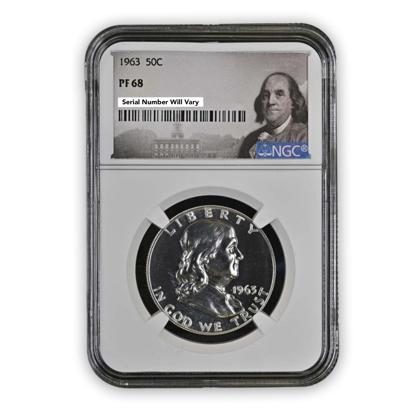 1963 Franklin Silver Half Dollar - Exclusive Label - NGC PF68 - CoinsTV