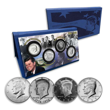 1964-2025 Kennedy Half Dollar Legacy 4-Coin Set 90% Silver, Bicentennial, Proof & Final-Year Issue