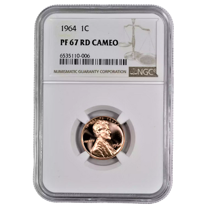 1964 Lincoln Cent  -  NGC PF67 RD Cameo