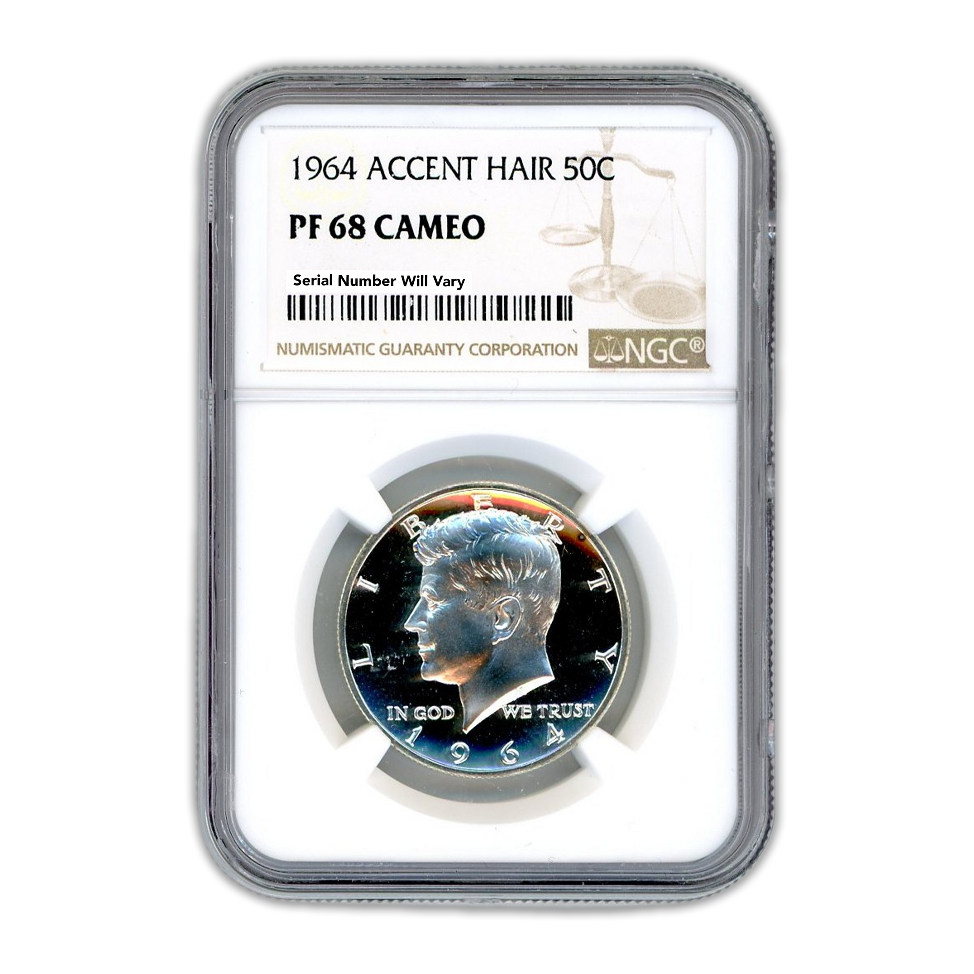 1964 Kennedy Silver Half Dollar Philadelphia - Accented Hair - NGC PF68 Cameo - CoinsTV