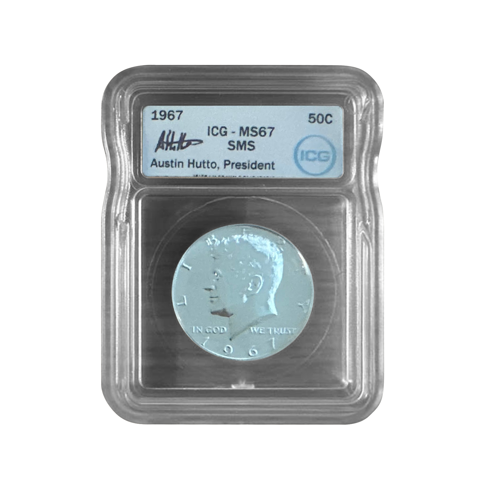 Kennedy Half Dollar SMS - Austin Hutto Signature Label - ICG MS67