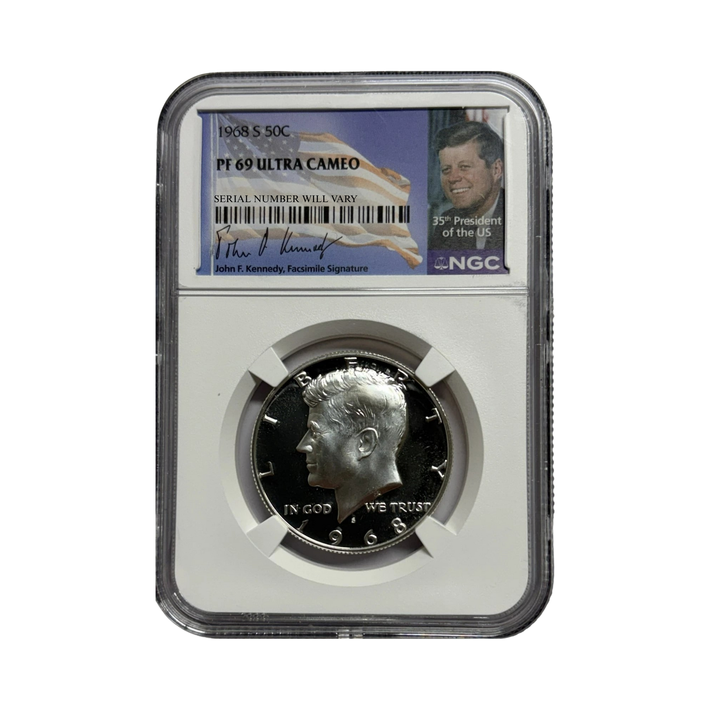 1968-S Kennedy Half Dollar - NGC PF69UCAM - Kennedy Signature Label - CoinsTV