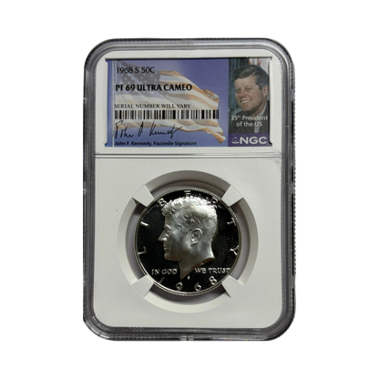 1968-S Kennedy Half Dollar - NGC PF69UCAM - Kennedy Signature Label - CoinsTV