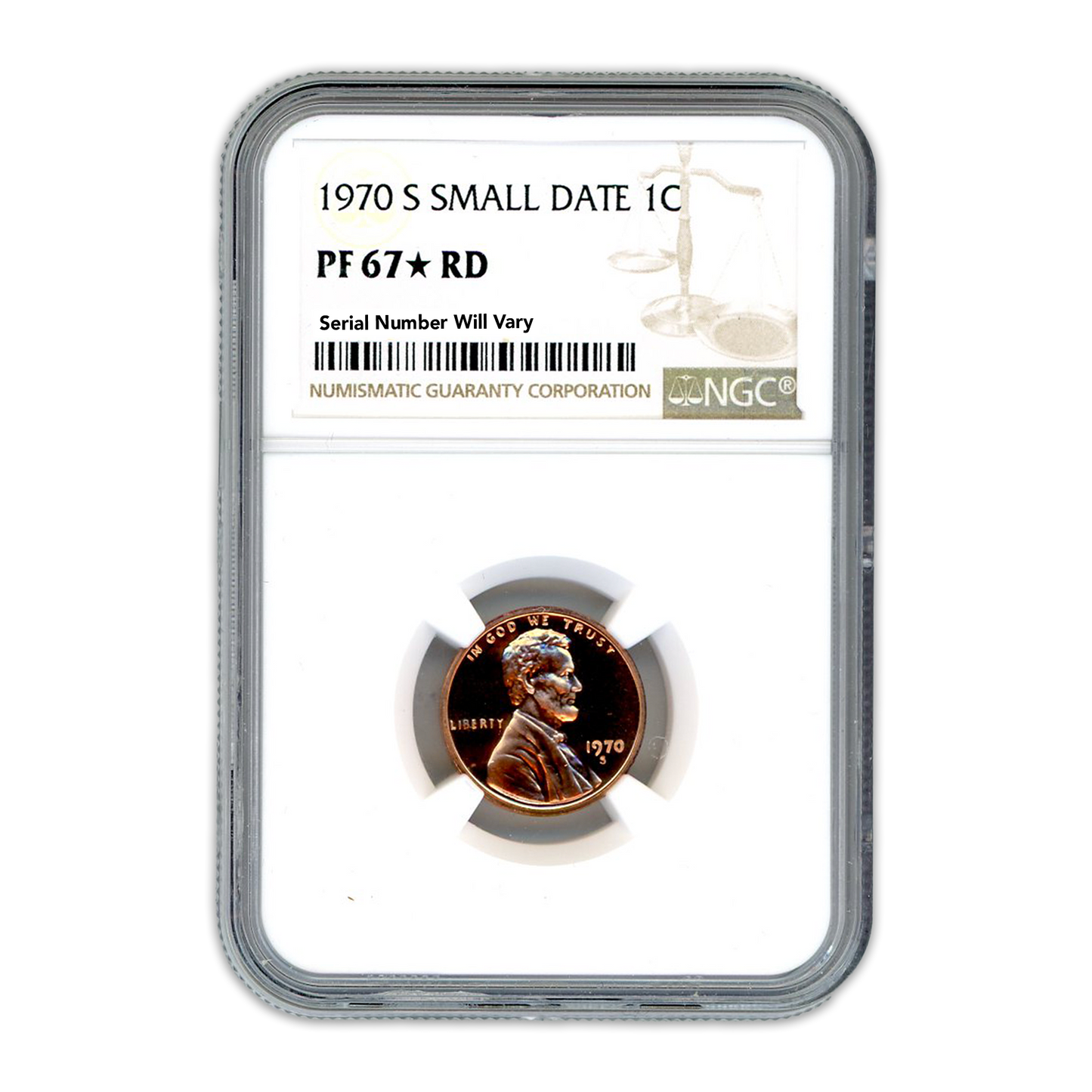 1970-S Lincoln Cent - Small Date -  NGC PF67 RD Star