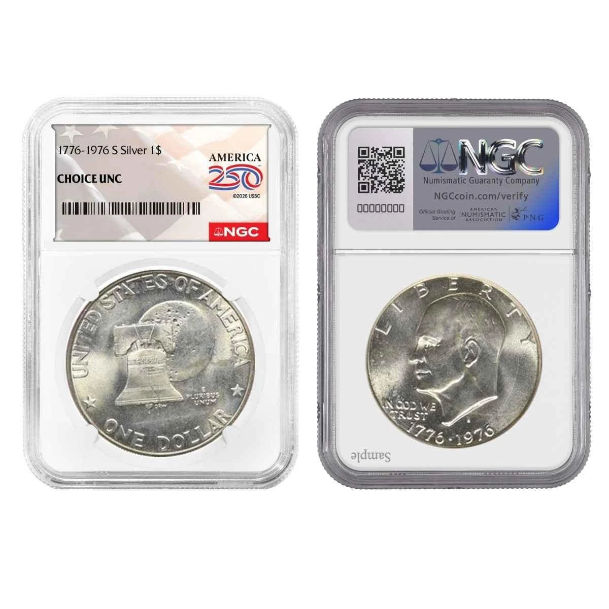 1976-S Bi-Centennial 3-Coin Set America 250 Label - NGC CH UNC