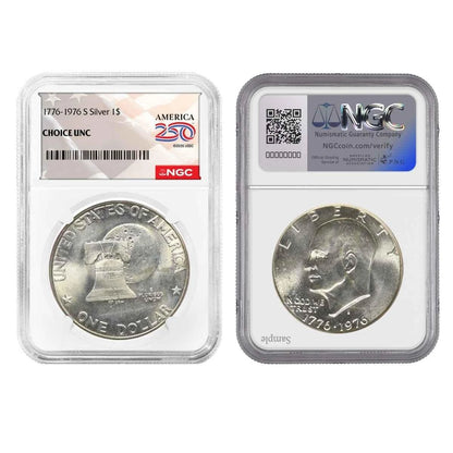 1976-S Bi-Centennial 3-Coin Set America 250 Label - NGC CH UNC