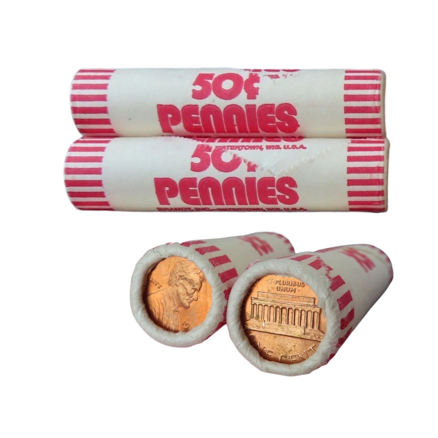 1977-P Lincoln Memorial Cent Uncirculated - Bank-Wrapped Roll - CoinsTV