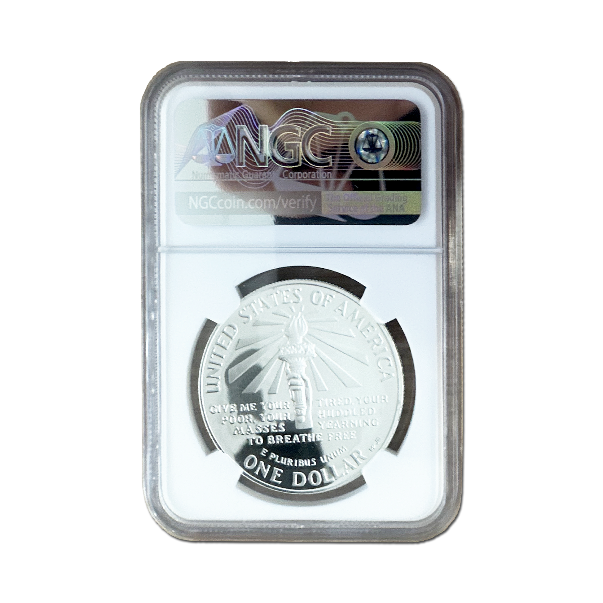 1986-S Statue Of Liberty Silver $1 Magnum Opus Label - PF70 Ultra Cameo - CoinsTV