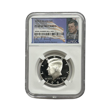 1992-S Kennedy Silver Half Dollar - NGC PF69UCAM - Kennedy Signature Label