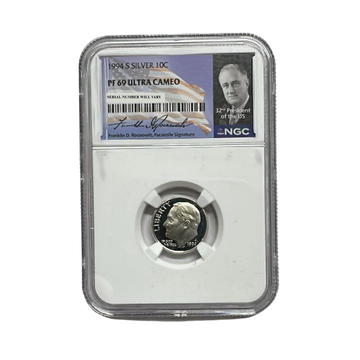 1994-S Roosevelt Silver Dime - NGC PF69UCAM - Roosevelt Signature Label