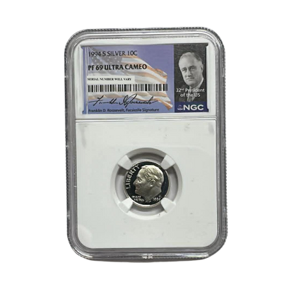 1994-S Roosevelt Silver Dime - NGC PF69UCAM - Roosevelt Signature Label