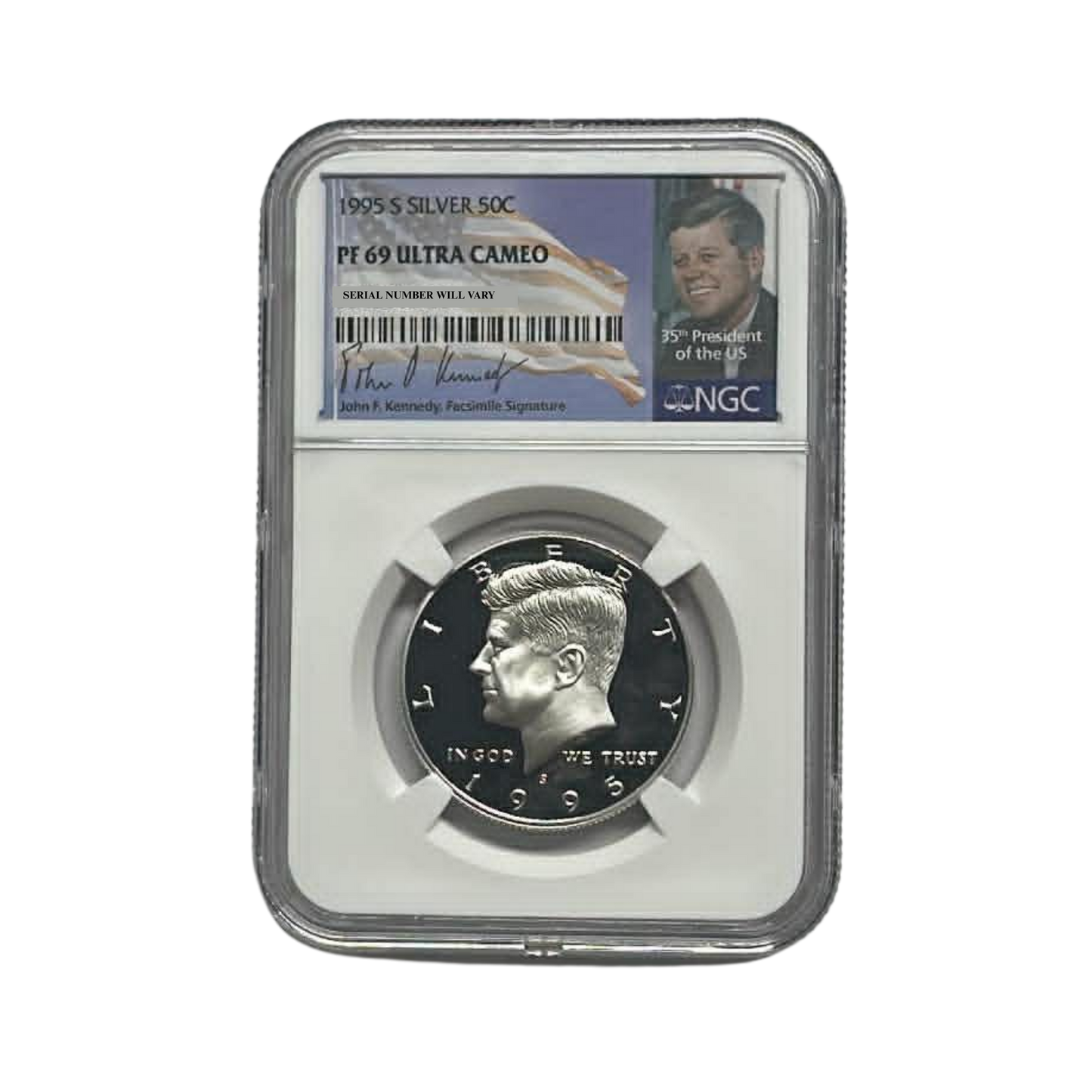 1995-S Kennedy Silver Half Dollar - NGC PF69UCAM - Kennedy Signature Label