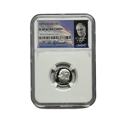 1995-S Roosevelt Silver Dime - NGC PF69UCAM - Roosevelt Signature Label