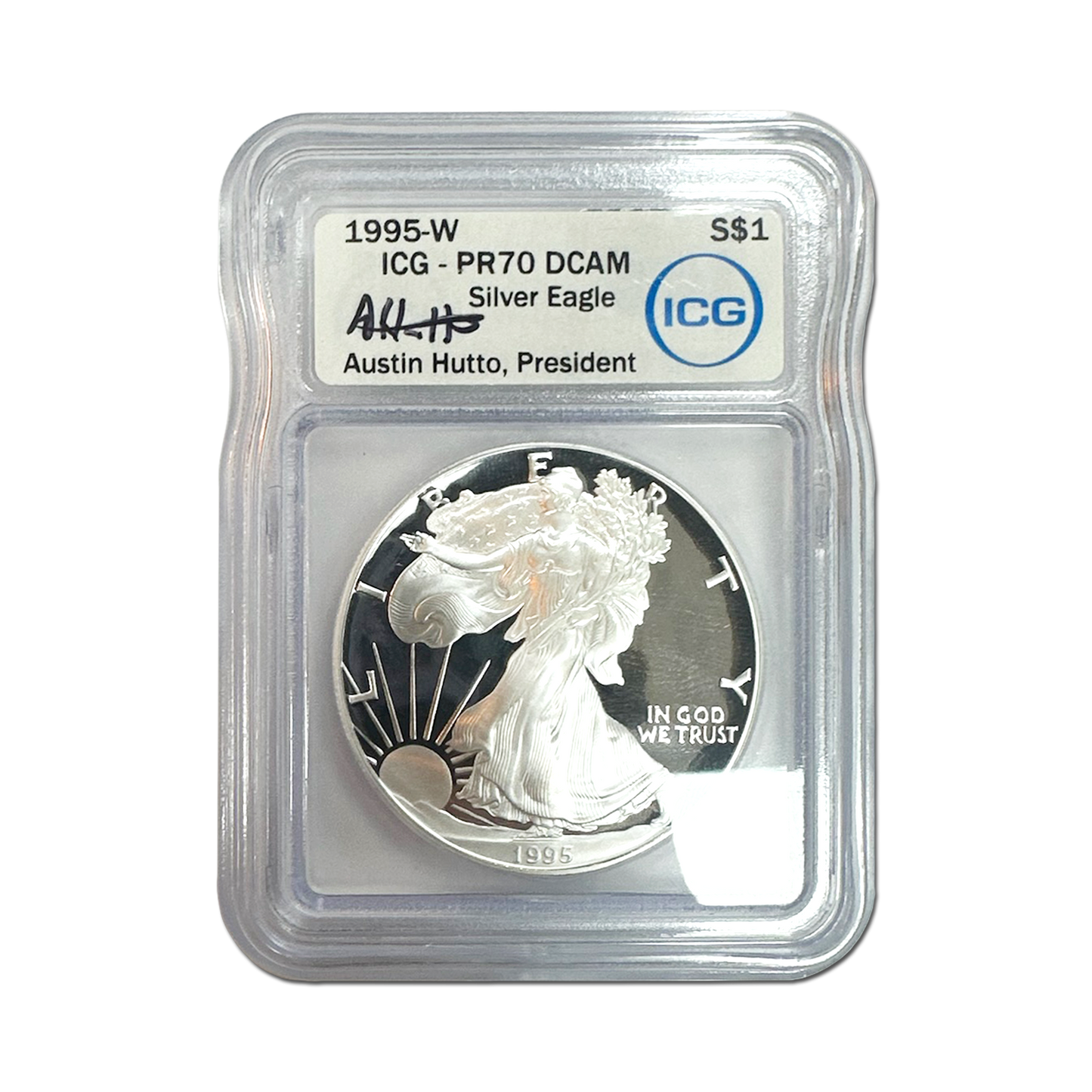 1995-W Silver American - Austin Hutto Signature Label - ICG PR70 DCAM
