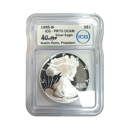 1995-W Silver American - Austin Hutto Signature Label - ICG PR70 DCAM