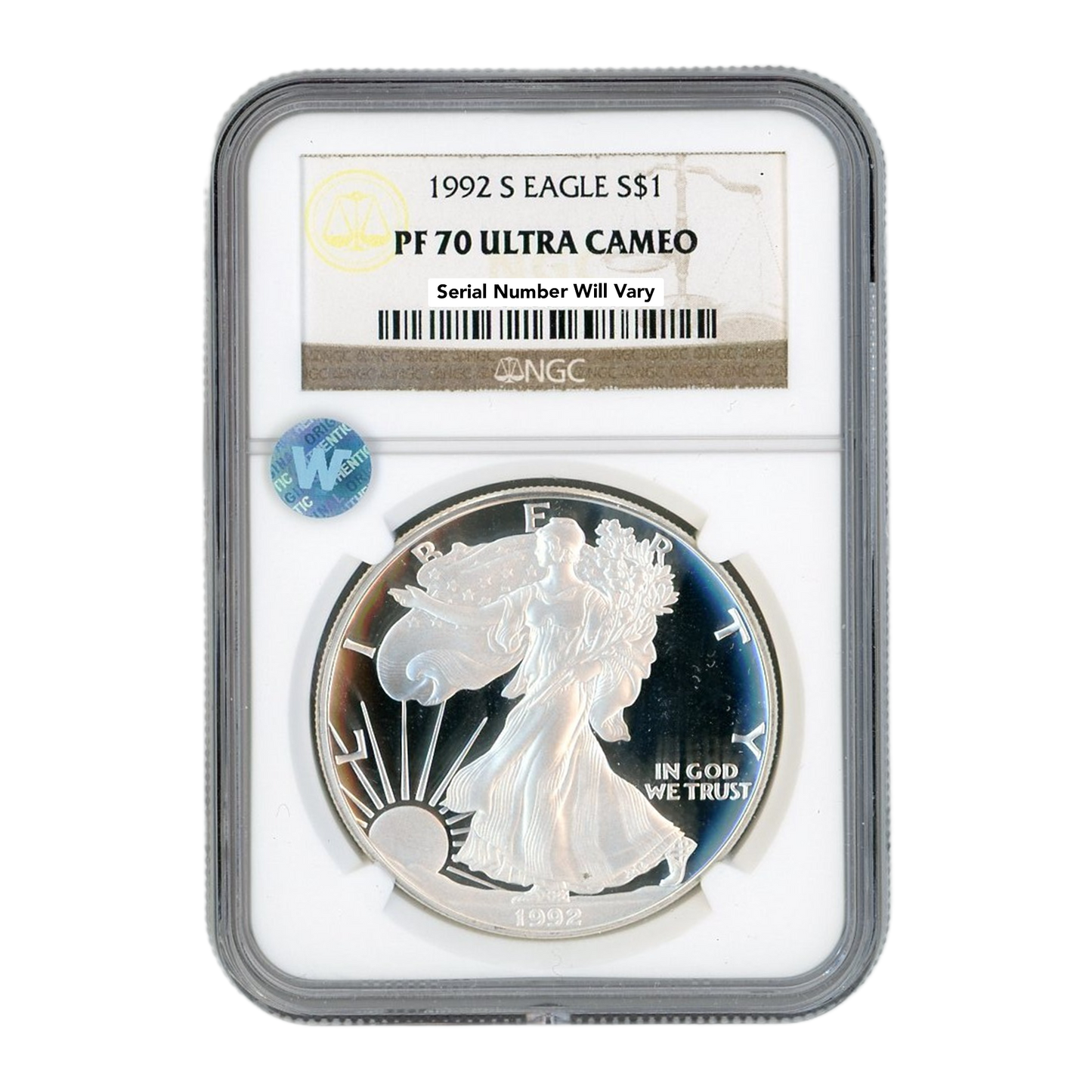 1992 S Silver Eagle -  NGC PF70 Ultra Cameo Sight White - CoinsTV