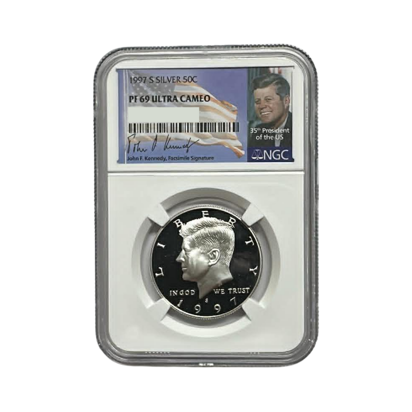 1997-S Kennedy Silver Half Dollar - NGC PF69UCAM - Kennedy Signature Label
