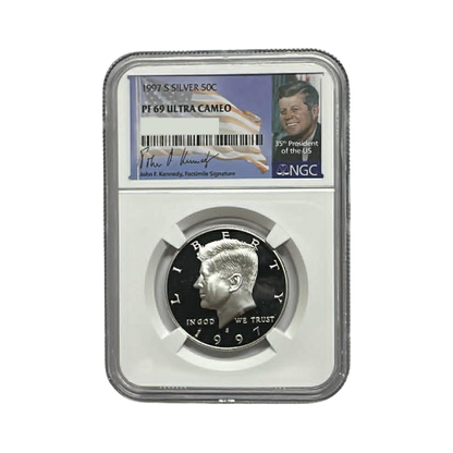 1997-S Kennedy Silver Half Dollar - NGC PF69UCAM - Kennedy Signature Label