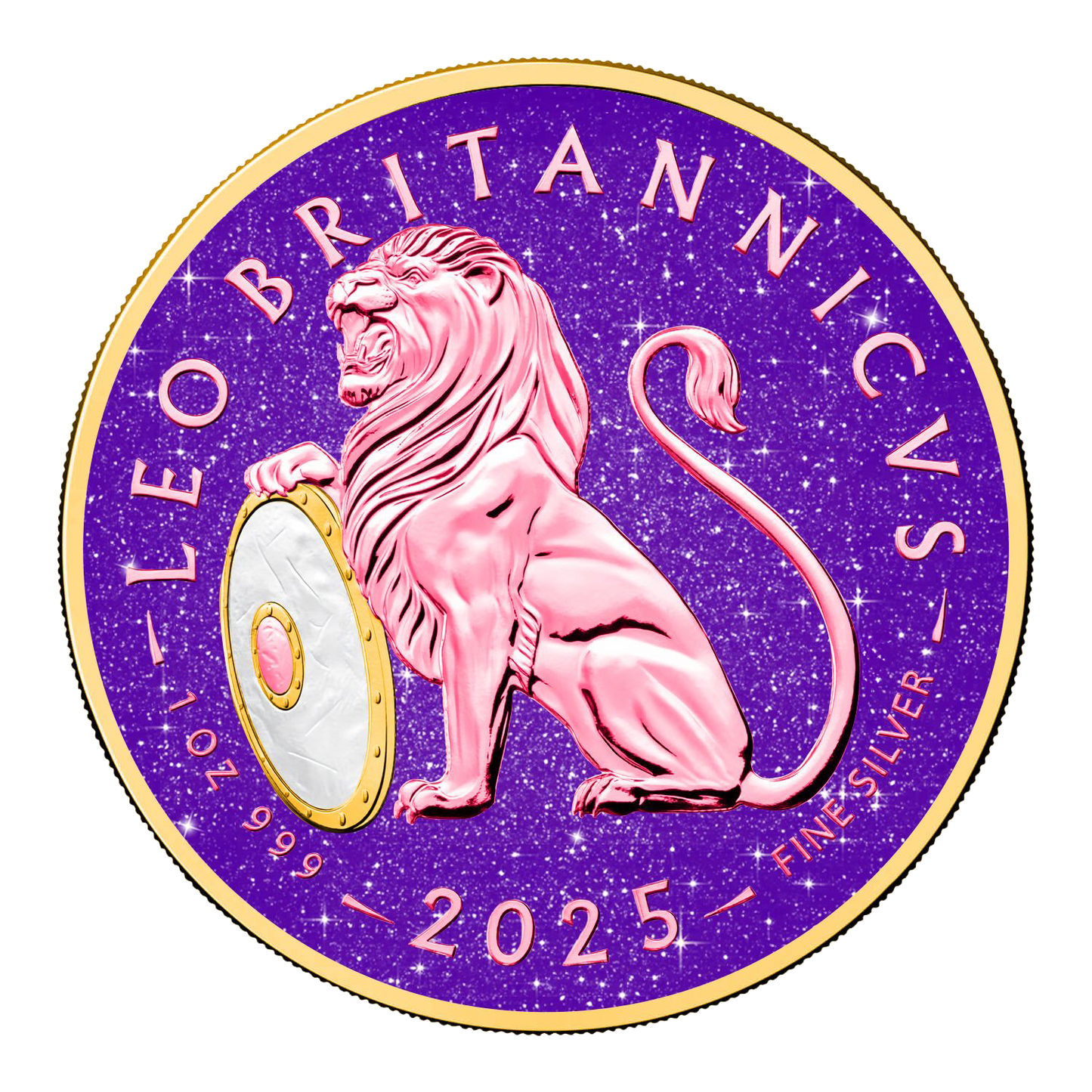 2025 Great Britain British Lion Royal Amethyst Edition 1 oz Silver Coin - CoinsTV