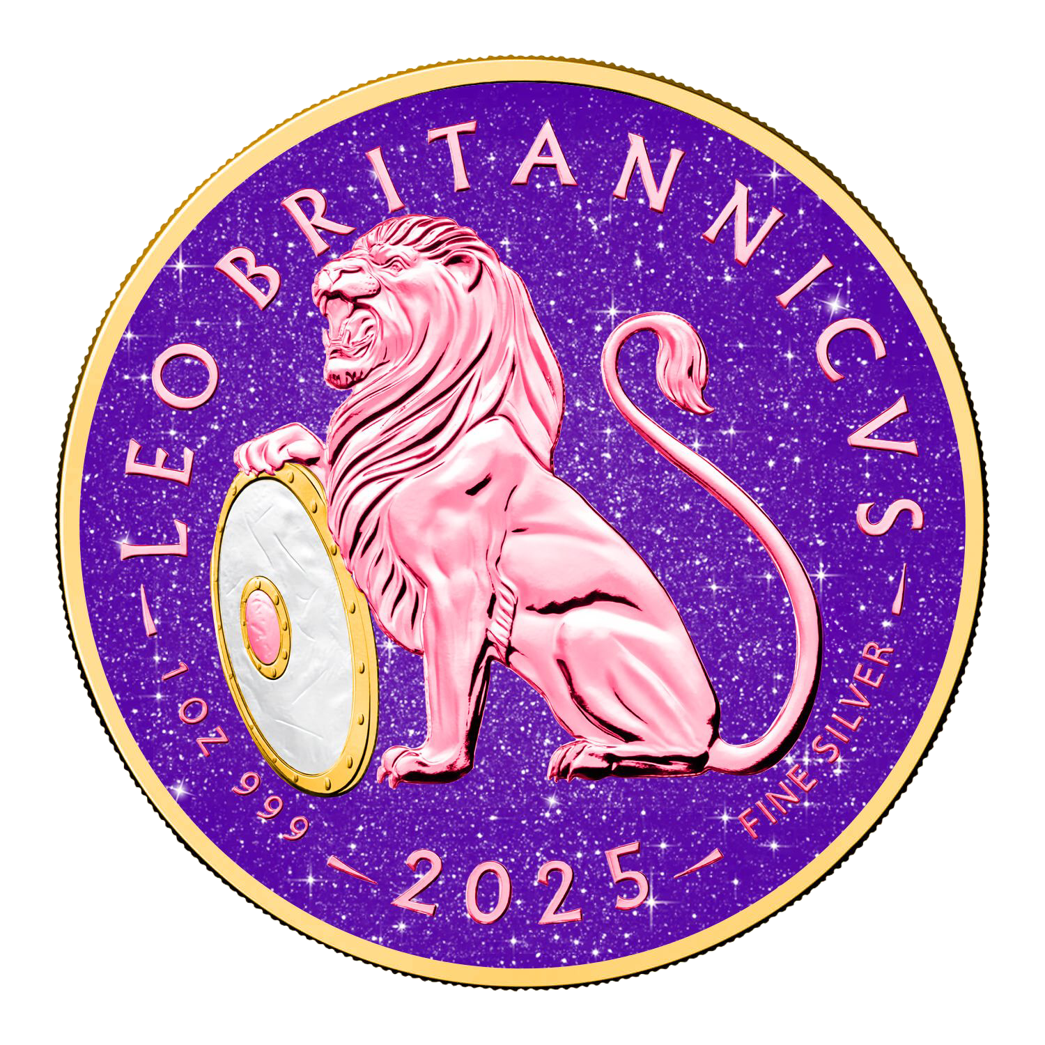 2025 Great Britain British Lion Royal Amethyst Edition 1 oz Silver Coin - CoinsTV