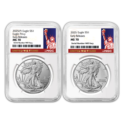 2025 Silver Eagle Regular & Eagle Privy Set - United We Stand - NGC MS70 Early Release