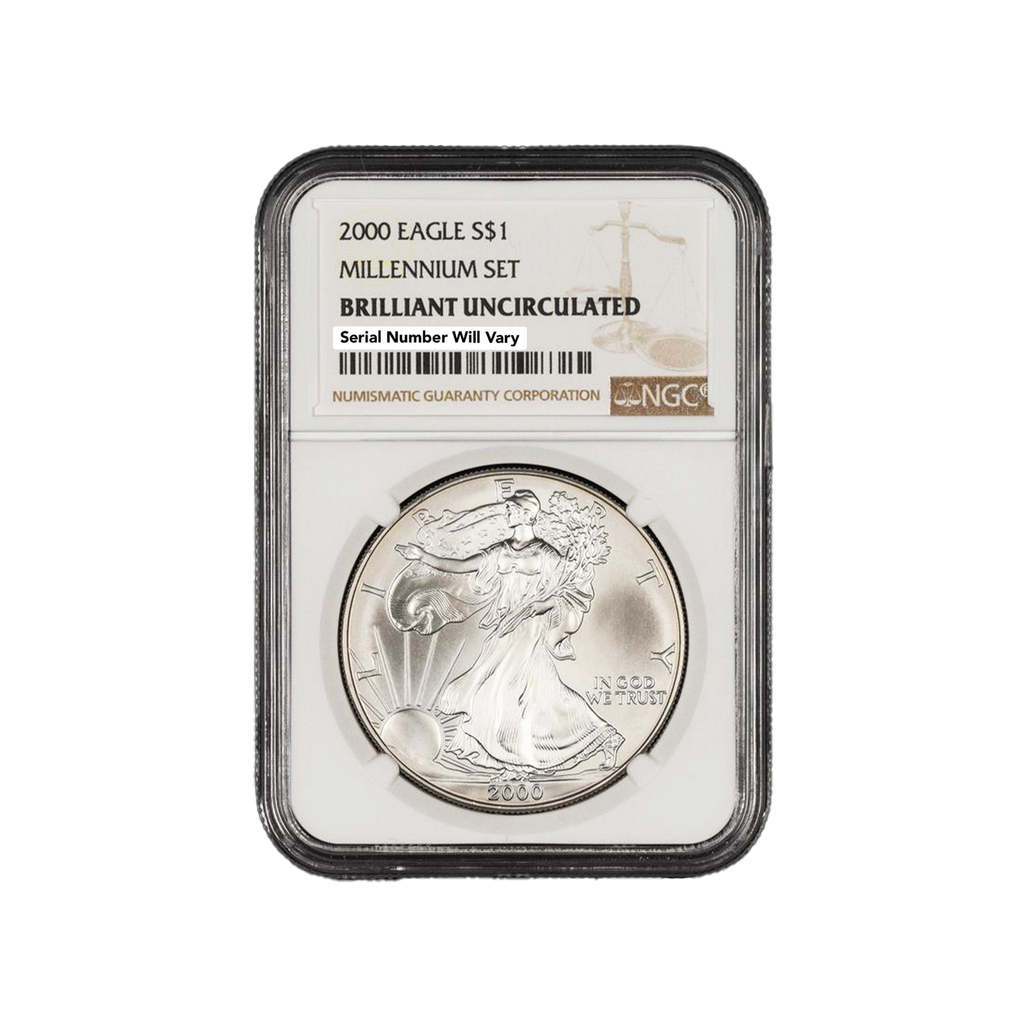 2000 Silver Eagle NGC BU Millennium Set & Certified Note