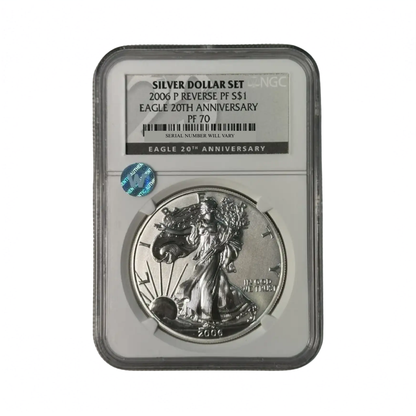 2006-P Silver Eagle Reverse Proof 20th Anniversary - NGC PR70 Sight White