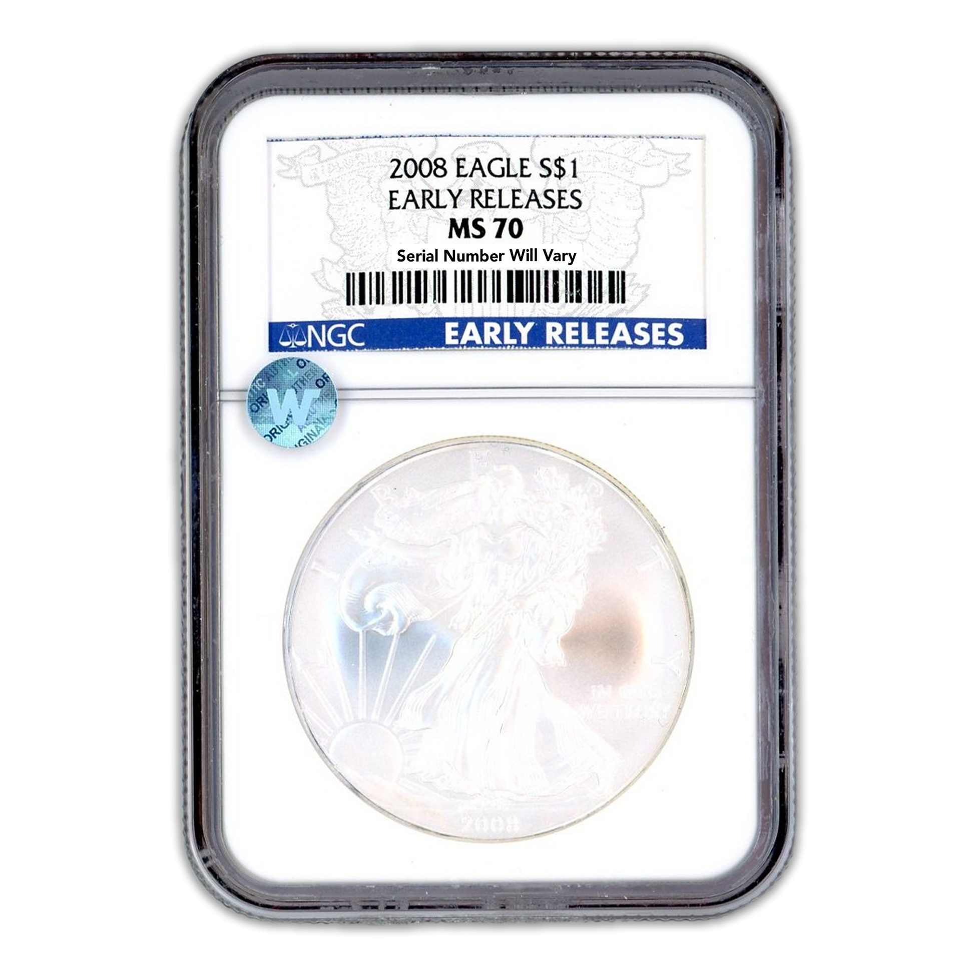 2008 Silver Eagle - Early Releases - NGC MS70  Sight White - CoinsTV