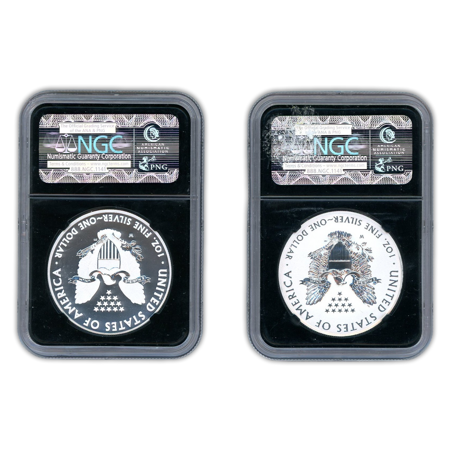2013 W Silver Eagle West Point Early Releases 2 pc Set - NGC SP/PF 70 Black Core Label Sight White - CoinsTV